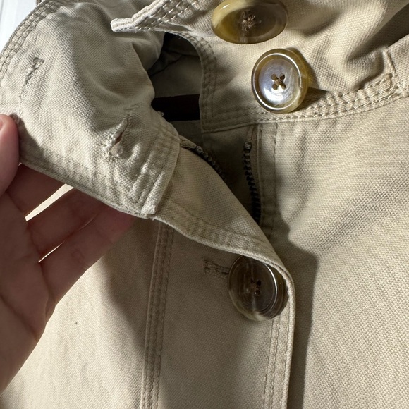 GAP Vintage Y2K Khaki Trench Coat Carmel Tan Button Zipper Combo Womens Small - Picture 3 of 9